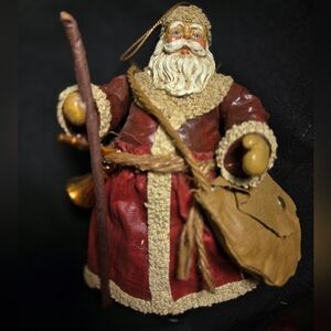 Kurt Adler Santa Claus Figurine in Red and Brown Bag